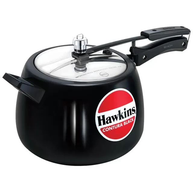 Hawkins Contura Hard Anodised Black Inner Lid Pressure Cooker - With Handle, CB65, 6.5 l-1.webp